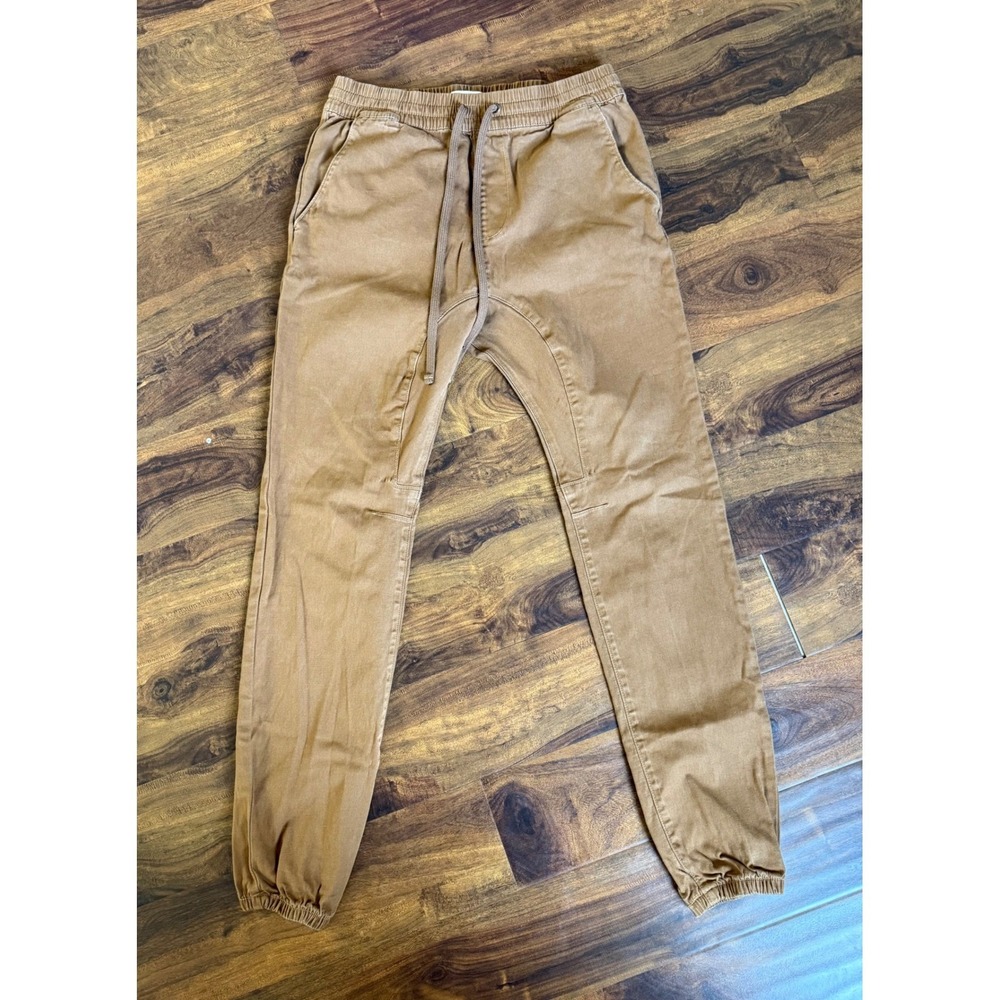 Pacsun Men Jogger Tan Dark Khaki Small Pants Comfy Lounge Chino Athletic Style